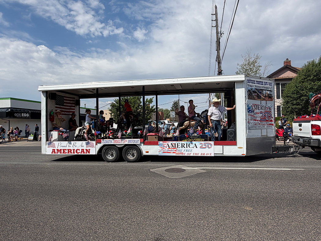 The float consists of 1950 vintage coin operated "kiddie" rides including Roy Rogers horse Trigger, Rodeo Pony, Cutter and Gene Autry's Horse Champion.